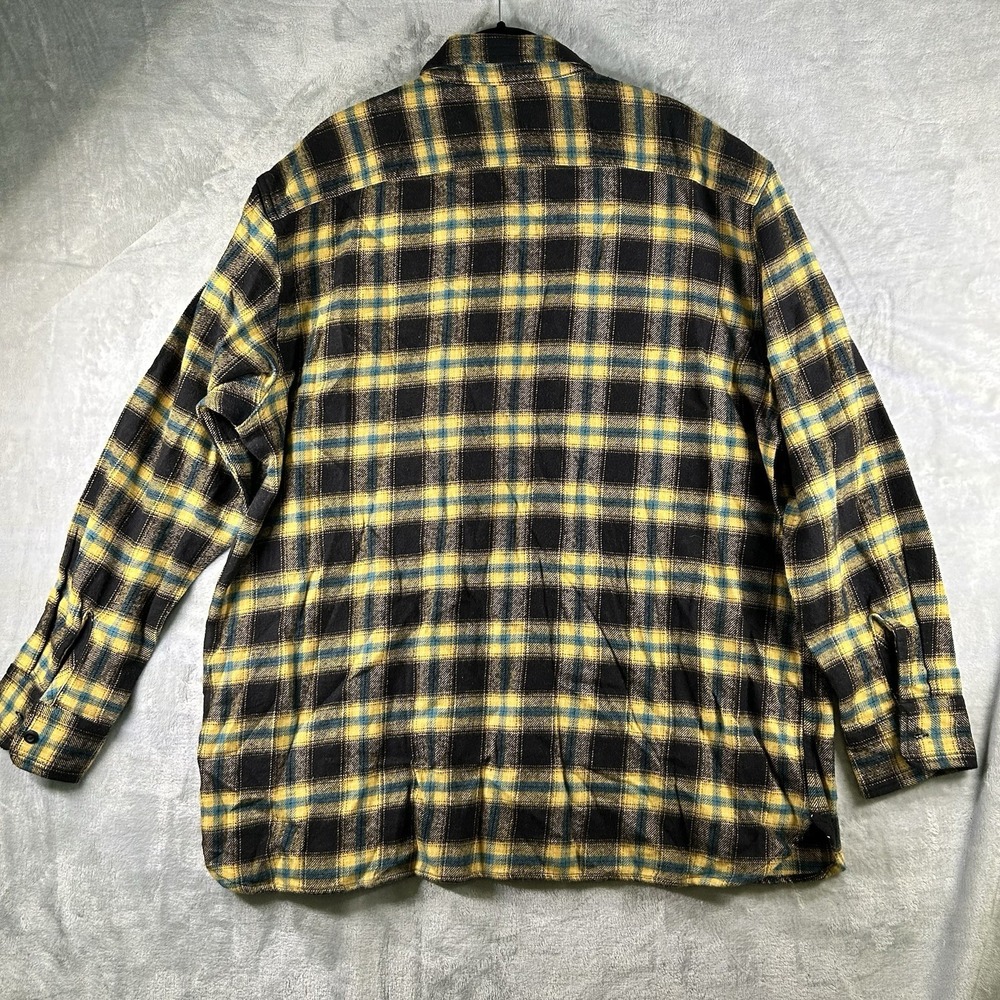 Levi's Mens X-Large Flannel Shirt The Worker Relaxed Fit Plaid Yellow Blue Black - Picture 7 of 7